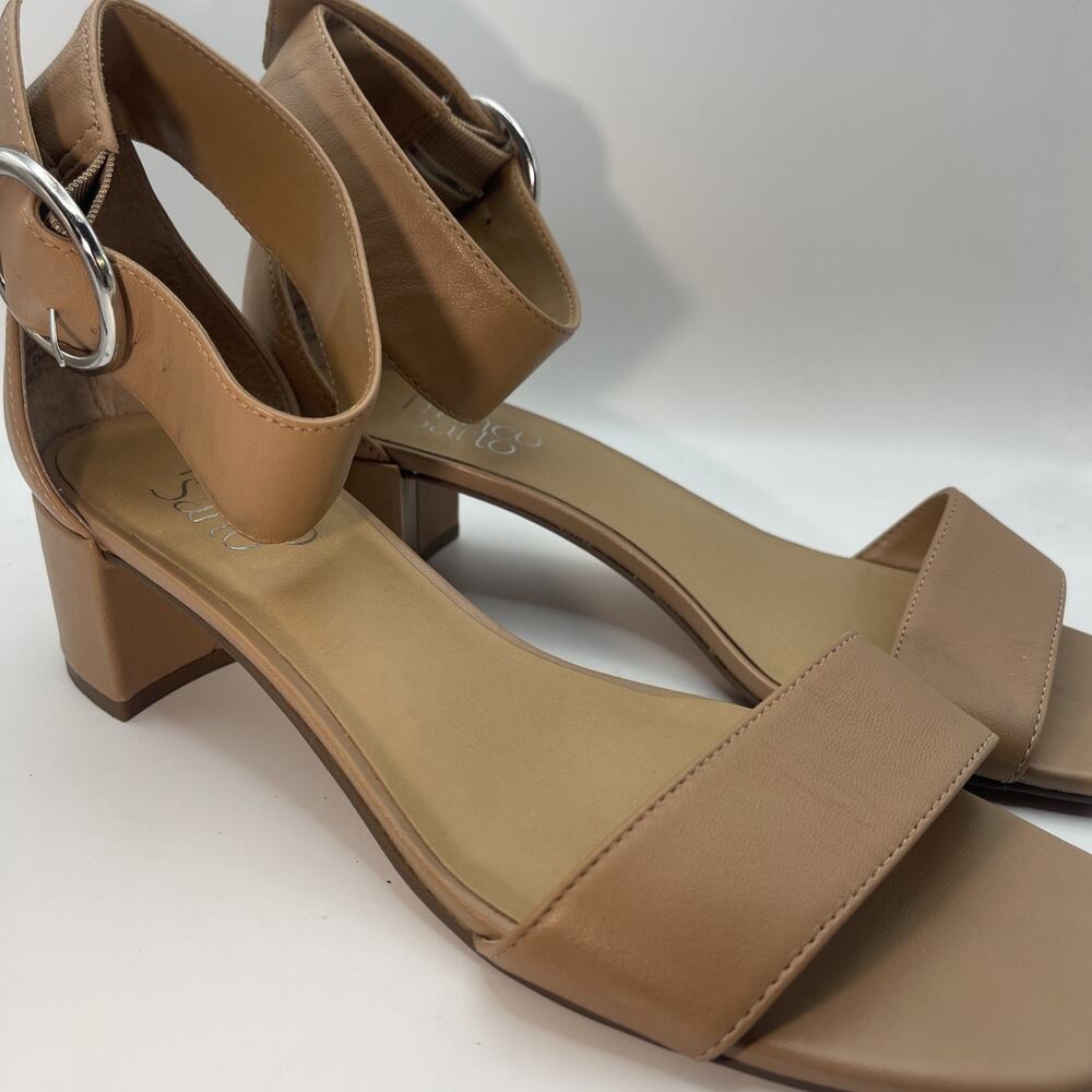Franco Sarto Tan Angle Straps Block Heels 8M